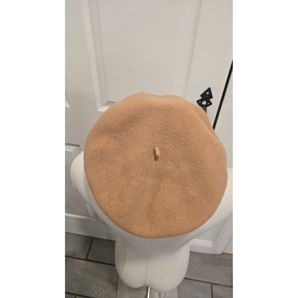 Woolmark Pure New Wool Beret Hat Camel Tan French Style Vintage 0035CZ99W